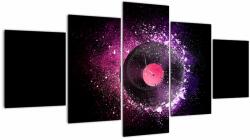 Mivali Tablou - Disc de vinil roz-violet (cu ceas), din cinci bucăți 150x80 cm cu ceas (V023474V15080C)