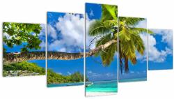 Mivali Tablou - Seychelles (cu ceas), din cinci bucăți 150x80 cm cu ceas (V023298V15080C)