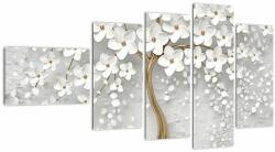 Mivali Tablou cu copac alb cu flori, din cinci bucăți 110x60 cm (V020977V11060)