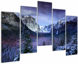 Mivali Tablou cu peisaj montan iarna, din cinci bucăți 125x90 cm (V020242V12590)