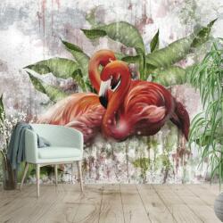 Mivali Fototapet - Flamingo pe zid de beton, vlies, 294x204 cm (T100927TQ6)