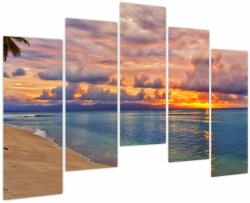 Mivali Tablou - Apus de soare la plajâ, din cinci bucăți 125x90 cm (V023772V12590)