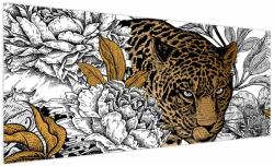 Mivali Tablou - Leopard între flori, dintr-o bucată 250x125 cm (V023613V250125)