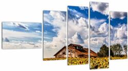 Mivali Tablou cu câmp de floarea soarelui, din cinci bucăți 110x60 cm (V020405V11060)