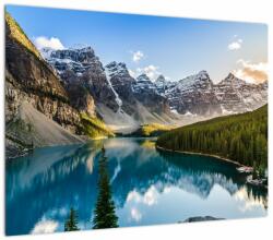 Mivali Tablou pe sticlă - Kanada. Parcul național Banff, Moraine Lake, dintr-o bucată 70x50 cm pe sticlă (V021763V7050GD)