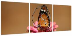 Mivali Tablou cu fluture pe floare (cu ceas), din trei bucăți 90x30 cm cu ceas (V020268V9030C)