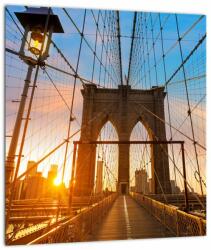 Mivali Tablou pe sticlă - Podul Brooklyn, Manhattan, New York, dintr-o bucată 30x30 cm pe sticlă (V023326V3030GD)
