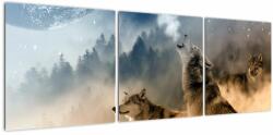 Mivali Tablou - lupii urlând la lună, din trei bucăți 120x40 cm (V020509V12040)