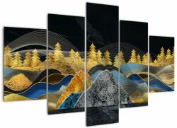 Mivali Tablou - Munții aurii, din cinci bucăți 150x105 cm (V022836V150105)