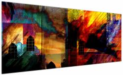 Mivali Tablou - Oraș colorat, abstracție, dintr-o bucată 250x125 cm (V023229V250125)