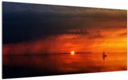 Mivali Tablou pe sticlă apusului de soare cu barca, dintr-o bucată 100x50 cm pe sticlă (V020084V10050GD)