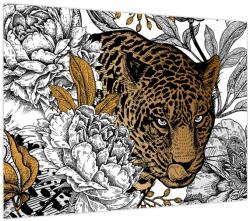 Mivali Tablou pe sticlă - Leopard între flori (V023613V7050GD)