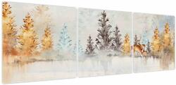 Mivali Tablou - Pădure în acuarelă, din trei bucăți 150x50 cm (V024052V15050)