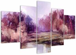 Mivali Tablou - Peisaj de toamnă - pictură, din cinci bucăți 150x105 cm (V022395V150105)
