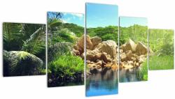 Mivali Tablou cu lac în jungla din Seychelles, din cinci bucăți 150x80 cm (V020651V150805PCS)
