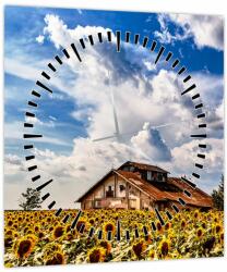 Mivali Tablou cu câmp de floarea soarelui (cu ceas), dintr-o bucată 30x30 cm cu ceas (V020405V3030C)