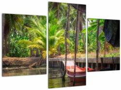Mivali Tablou - Nava din lemn în canal , Thailand, din trei bucăți 90x60 cm (V021513V90603PCS)