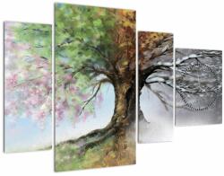 Mivali Tablou - Arborele celor patru anotimpuri (cu ceas), din patru bucăți 110x75 cm cu ceas (V023394V11075C)