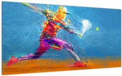 Mivali Tablou pe sticlă - Jucător de tenis pictat, dintr-o bucată 100x50 cm pe sticlă (V023162V10050GD)