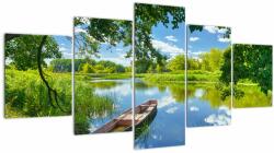 Mivali Tablou cu râu de vară și barcă, din cinci bucăți 150x80 cm (V021977V150805PCS)
