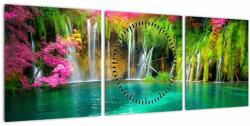 Mivali Tablou - Cascada, Lacurile Plitvice, Croația (cu ceas), din trei bucăți 90x30 cm cu ceas (V022939V9030C)