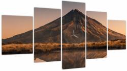 Mivali Tablou oglindirea muntelui Taranaki, Noua Zeelanda (cu ceas), din cinci bucăți 150x80 cm cu ceas (V021545V15080C)