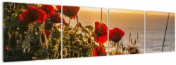 Mivali Tablou cu apus de soare cu flori de maci, din patru bucăți 160x40 cm (V020877V16040)