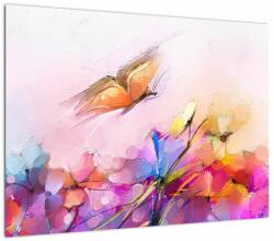Mivali Tablou - Fluture asupra florilor, abstracție, dintr-o bucată 70x50 cm (V022906V7050)
