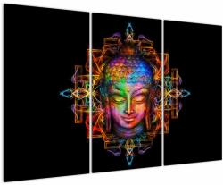 Mivali Tablou - Bustul lui Buddha în culori neon, din trei bucăți 120x80 cm (V023477V120803PCS)