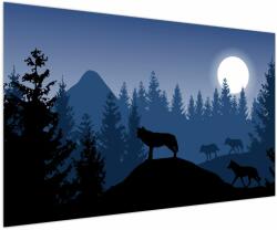 Mivali Tablou - Haita de lupi sub lună plină, dintr-o bucată 150x100 cm (V023619V150100)