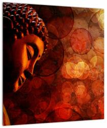 Mivali Tablou pe sticlă - Buddha în nuanțe roșii, dintr-o bucată 40x40 cm pe sticlă (V023344V4040GD)