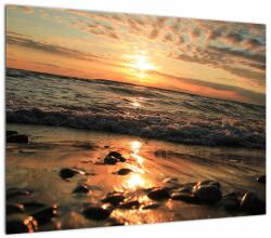 Mivali Tablou pe sticlă - Apus de soare, ocean, dintr-o bucată 70x50 cm pe sticlă (V022554V7050GD)