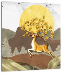 Mivali Tablou pe sticlă cu cerb, dintr-o bucată 30x30 cm pe sticlă (V022300V3030GD)