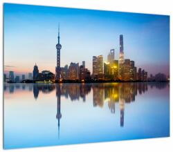 Mivali Tablou pe sticlă - Cerului dimineții deasupra Shanghaiului, dintr-o bucată 70x50 cm pe sticlă (V023174V7050GD)