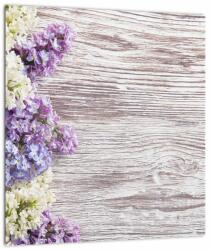 Mivali Tablou pe sticlă - Liliac pe lemn, dintr-o bucată 30x30 cm pe sticlă (V023335V3030GD)