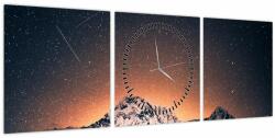 Mivali Tablou cu cerul nocturn cu munți (cu ceas), din trei bucăți 90x30 cm cu ceas (V021206V9030C)