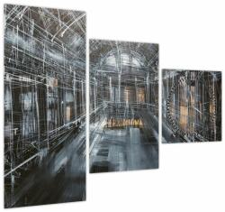 Mivali Tablou cu u interiorul clădirii vechi (cu ceas), din trei bucăți 90x70 cm cu ceas (V022025V9070C)