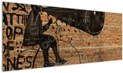 Mivali Tablou - Barbat cu biciclete stil Bansky, dintr-o bucată 145x58 cm (V023471V14558)