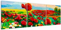 Mivali Tablou - Câmp cu maci, din trei bucăți 150x50 cm (V023365V15050)