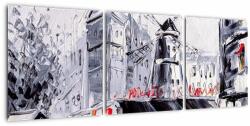 Mivali Tablou - Strada din Paris, pictură în ulei, din trei bucăți 90x30 cm (V023509V9030)
