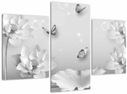 Mivali Tablou - Design flori și fluturi, din trei bucăți 90x60 cm (V022491V90603PCS)