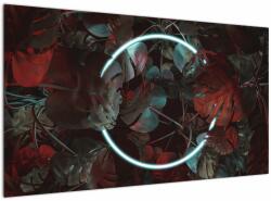 Mivali Tablou - Cerc de neon între palmieri, dintr-o bucată 120x70 cm (V022954V12070)