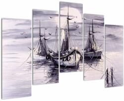 Mivali Tablou - Port marin, pictură în ulei, din cinci bucăți 125x90 cm (V023195V12590)