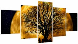 Mivali Tablou cu luna și siluete (cu ceas), din cinci bucăți 150x80 cm cu ceas (V020995V15080C)