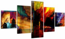 Mivali Tablou - Oraș colorat, abstracție, din cinci bucăți 125x70 cm (V023229V12570)