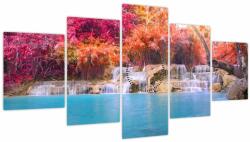 Mivali Tablou lagyna turcuaz, Laos, Tat Kuang Si (cu ceas), din cinci bucăți 150x80 cm cu ceas (V021754V15080C)