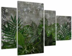 Mivali Tablou - Zid de beton cu plante (cu ceas), din patru bucăți 110x75 cm cu ceas (V022812V11075C)