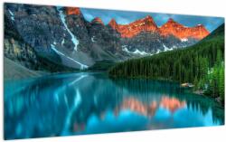 Mivali Tablou pe sticlă - Lac turcoaz, dintr-o bucată 100x50 cm pe sticlă (V022698V10050GD)
