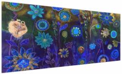 Mivali Tablou - Flori albastru închis, dintr-o bucată 250x125 cm (V023049V250125)