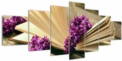 Mivali Tablou cu carte și floare violetă, din șapte bucăți 210x100 cm (V020474V210100)